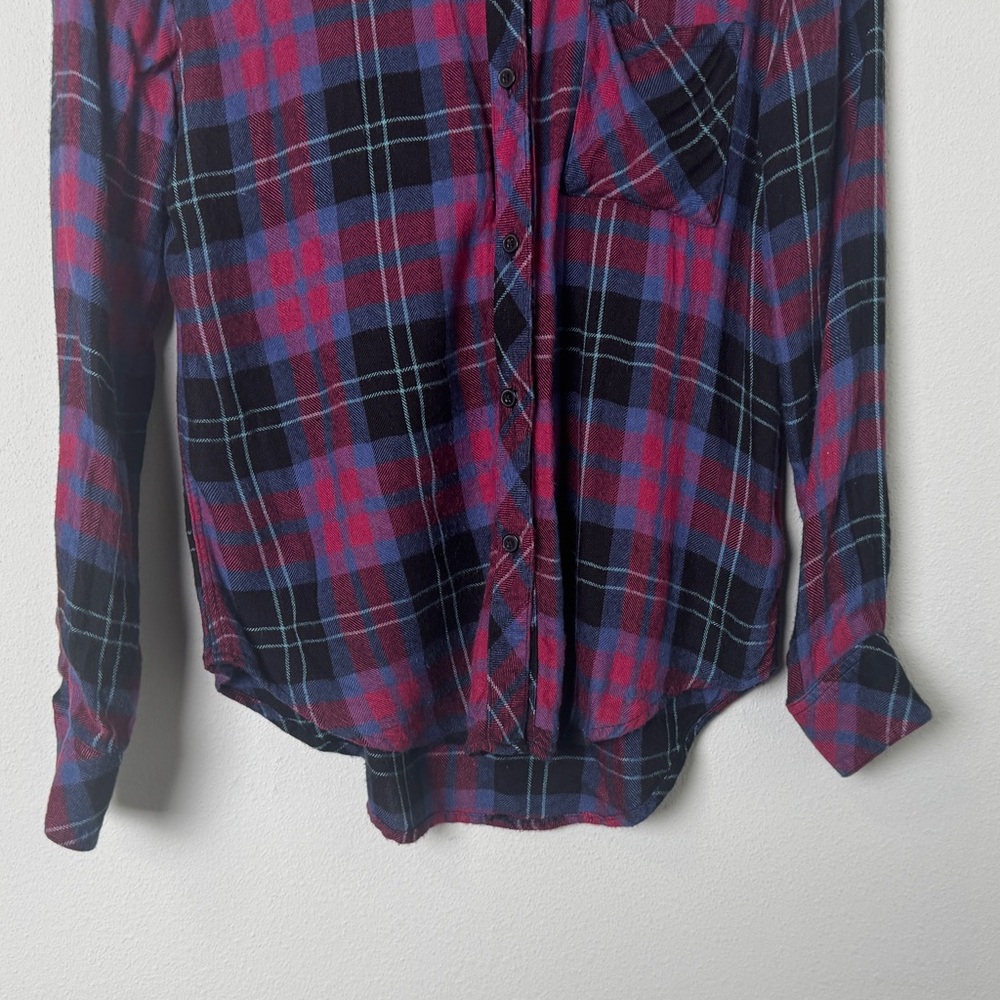 Rails Hunter Flannel Feel Button Front Shirt Midnight Ultramarine Berry Small - Picture 5 of 14
